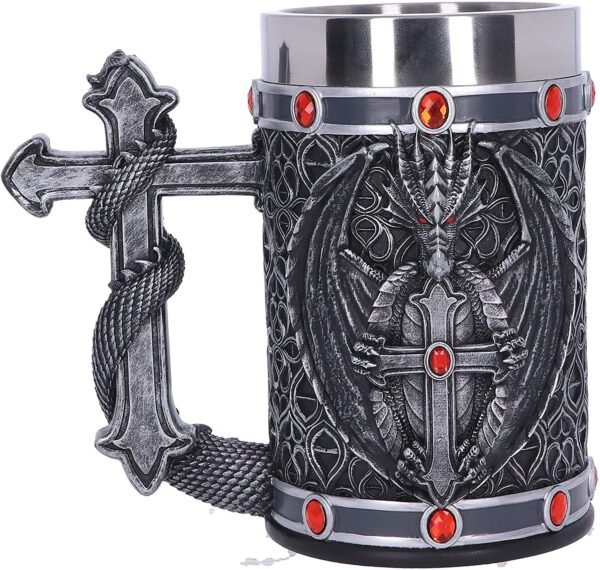 Dark Collection~Exclusive Silver Dragon Obsidian Tankard, 17.5cm