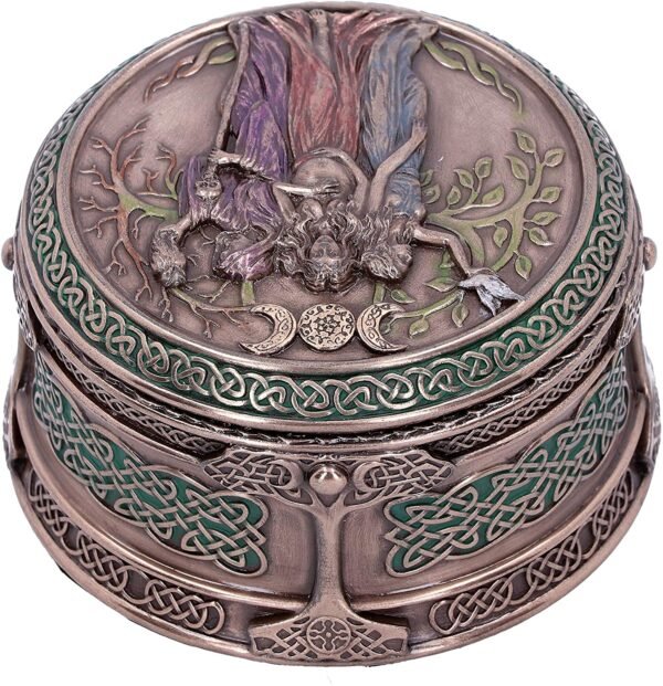 Wiccan Collection~H4743P9 Maiden Mother Crone Box 9.5cm, Resin, Bronze, One Size