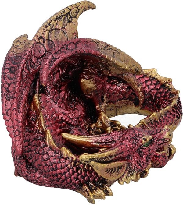 Magicun N.Giftware~Aaden Red and Golden Resting Dragon Figurine, 10.2cm