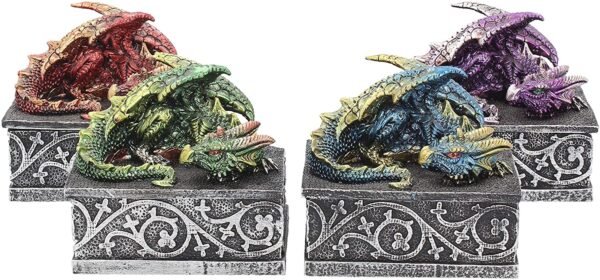 Fantasy Collection~ Dragon Safehold 8.4cm Set of 4, Boxes, Resin, Multi-Coloured