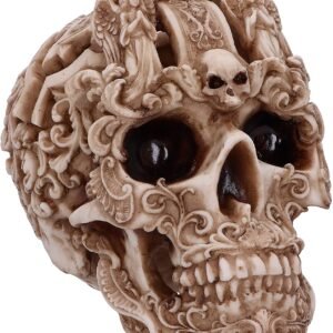 Dark Collection~Gothic Design Carved Skull Figurine Ornament, Natural, 19cm