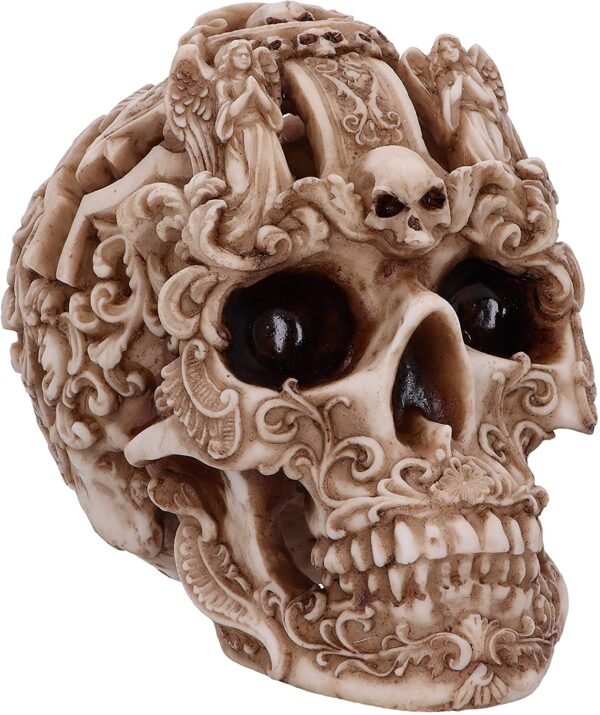 Dark Collection~Gothic Design Carved Skull Figurine Ornament, Natural, 19cm