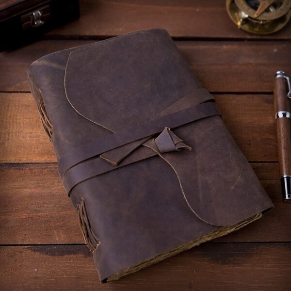 Witchcraft~Vintage Leather Journal lined pages - Leatherbound Journal - Handmade Antique Deckle Edge Paper - Leather Sketchbook - Book of Shadows Journal for men and women (9" x 6", Vintage Brown)