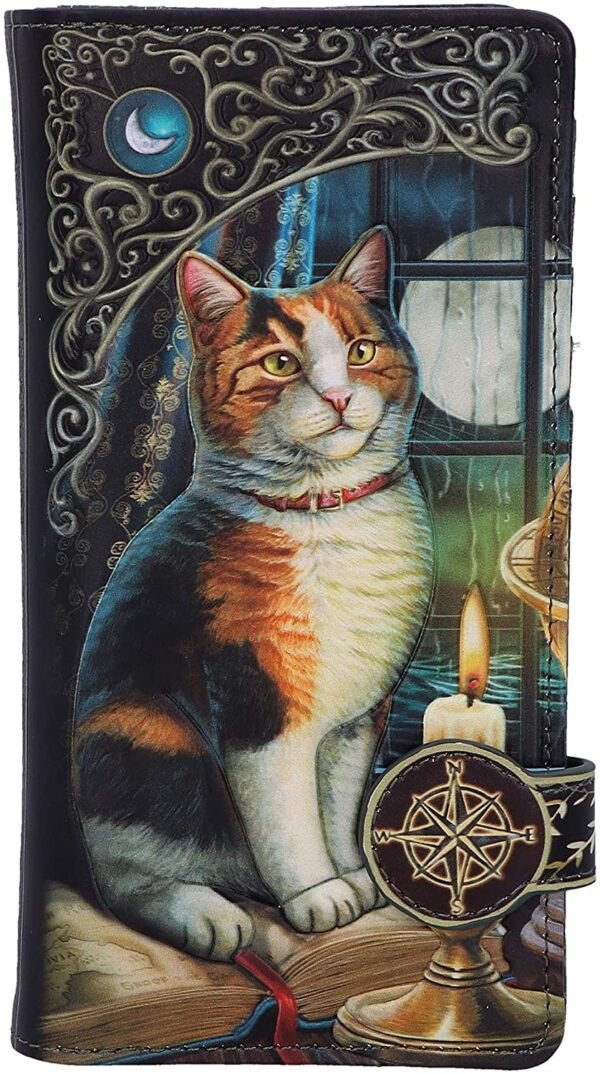 Artist Collections~ Lisa Parker Adventure Awaits Calico Cat Ship Embossed Purse, Black, 18.5cm