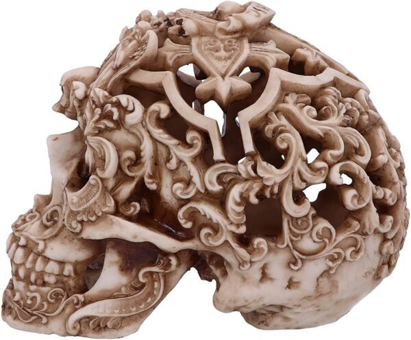 Dark Collection~Gothic Design Carved Skull Figurine Ornament, Natural, 19cm
