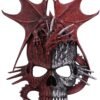 Artist Collections~ Spiral Serpent Infection Dragon and Mutated Skull Wall Plaque, Red, 31.5cm