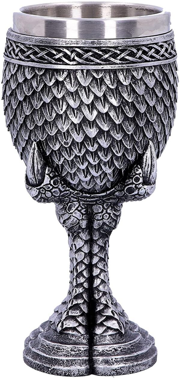 Fantasy Collection~ U4708P9 Grey Scale Dragon Claw Goblet 16.7cm, Resin w. Stainless Steel