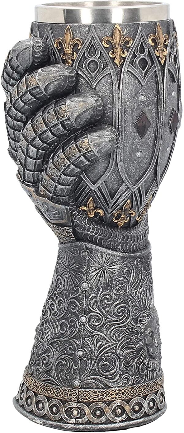Magicun N.Giftware~Lion Heart Gauntlet Goblet 25cm Silver, Resin w/Stainless Steel Insert, One Size