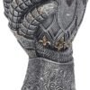 Mythology Collection~ B2404G6 Lionheart Armoured Glove, Silver, Resin with Stainless Steel Insert