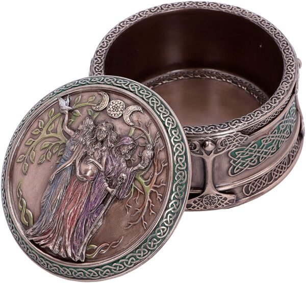 Wiccan Collection~H4743P9 Maiden Mother Crone Box 9.5cm, Resin, Bronze, One Size