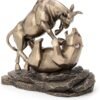 Magic  Collection~6 Inch Wall Street Stock Market Bull Bear Fight Financial Broker Gift Abstract Bronze Finish Tabletop Statue