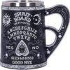 Wiccan Collection~Black and White Spirit Board Tankard Mug, Resin w/stainless steel insert, 14.5cm