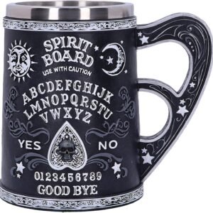 Wiccan Collection~Black and White Spirit Board Tankard Mug, Resin w/stainless steel insert, 14.5cm