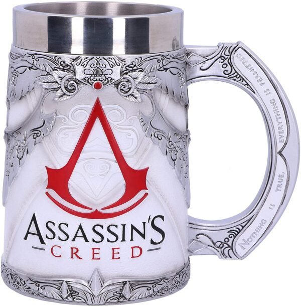 Gaming collectables~ B5296S0 Officially Licensed Assassins Creed White Game Tankard, Resin w. Stainless Steel