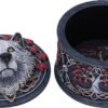 Magicun N.Giftware~White Lisa Parker Guardian of The Fall Autumn Wolf Trinket Box, 11cm