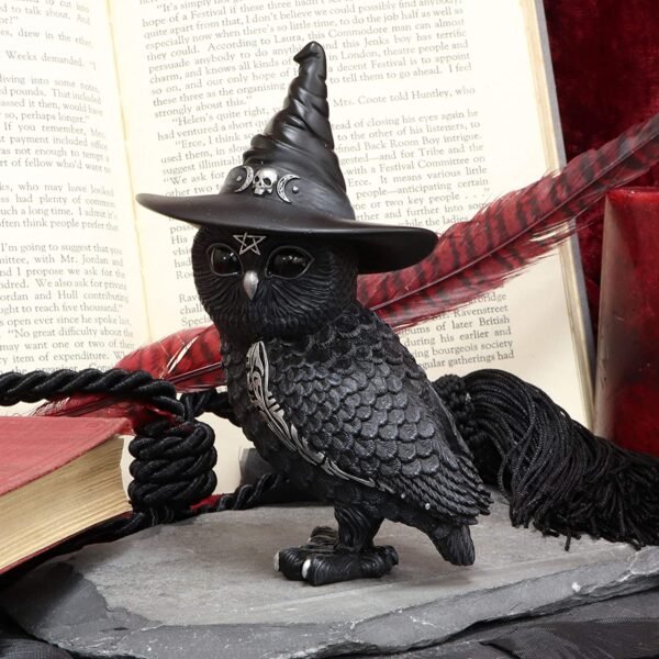 Dark Collection~Owlocen Witches Hat Occult Owl Figurine, Black, 13.5cm