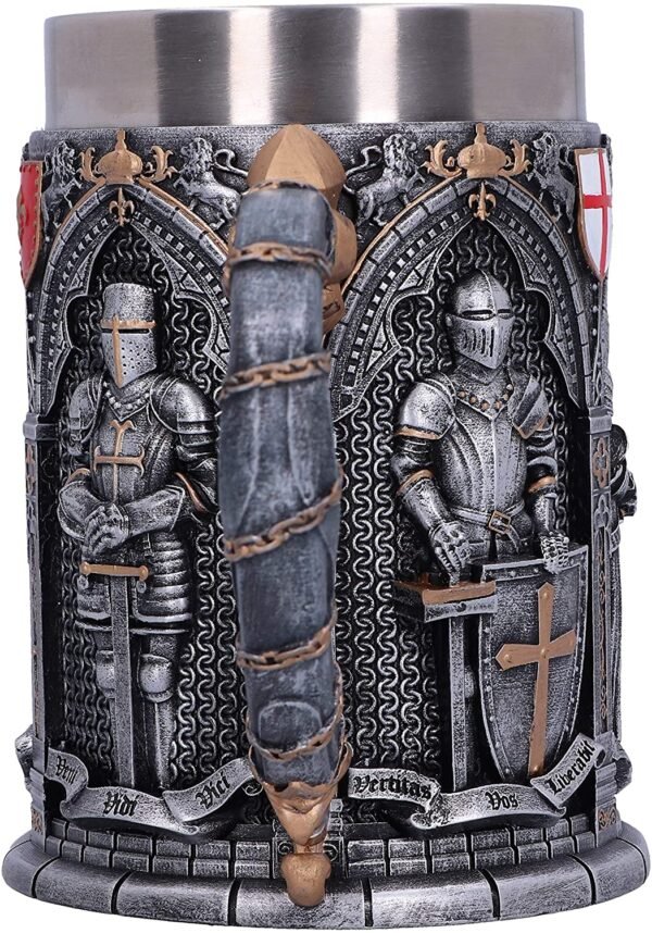 Mythology Collection~ B5167R0 Vow English Armoured Knight Latin Oath Tankard, Silver, 15.3cm