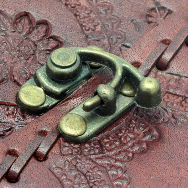 Witchcraft~Handmade Large 8" Embossed Leather Bound Journal with lock Genuine Brown Antique Old personal Diary notebook journal Men Women Hand embossed