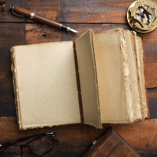 Witchcraft~Leather Journal with Lock - Book of Shadows Journal, Vintage Journal, Thick Journal, Writing Journal, Handmade Antique Deckle Edge Paper, Vintage Leather Journal (7.5" x 5.5", Vintage Brown)