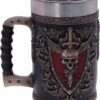 Dark Collection~Et Alas Mortis Winged Skull Tankard Mug, Polyresin, Black and Bronze, One Size