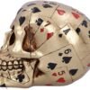 Dark Collection~Dead Mans Hand Golden Playing Card Skull Ornament, Gold, 15cm