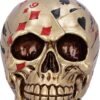 Dark Collection~Dead Mans Hand Golden Playing Card Skull Ornament, Gold, 15cm