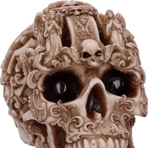 Dark Collection~Gothic Design Carved Skull Figurine Ornament, Natural, 19cm