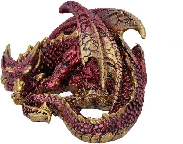 Fantasy Collection~ Aaden Red and Golden Resting Dragon Figurine, 10.2cm