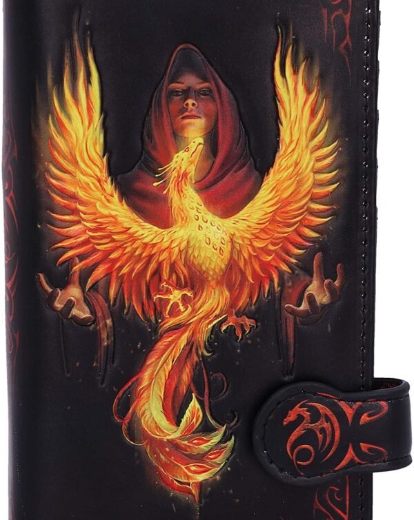 Artist Collections~ Anne Stokes Phoenix Rising Mythical Bird Embossed Purse, Black, 18.5cm
