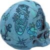 Dark Collection~Aqua Blue Traditional, Tribal Tattoo Fund Skull, Polyresin, One Size