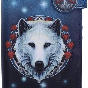 Magicun N.Giftware~Lisa Parker Guardian of The Fall White Autumn Wolf Embossed Purse, 18.5cm, Blue
