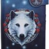 Artist Collections~ Lisa Parker Guardian of The Fall White Autumn Wolf Embossed Purse, Blue, 18.5cm