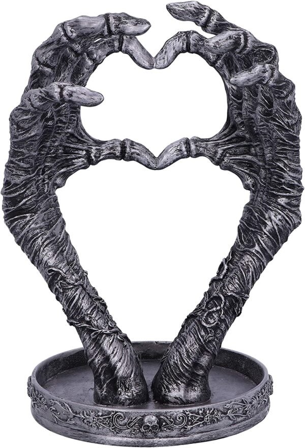 Dark Collection~Gothic Mummified Love Heart Hands Jewellery Dish Holder, Silver, 22cm