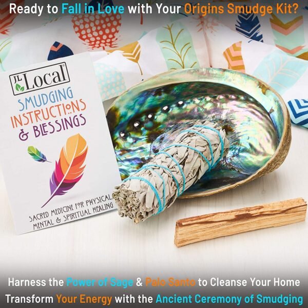Witchcraft~Origins Smudging Kit - White Sage Smudge Stick + Palo Santo + Abalone Shell Bowl | Sustainably Sourced Healing Incense for Home Cleansing, Protection, Meditation, Positive Energy
