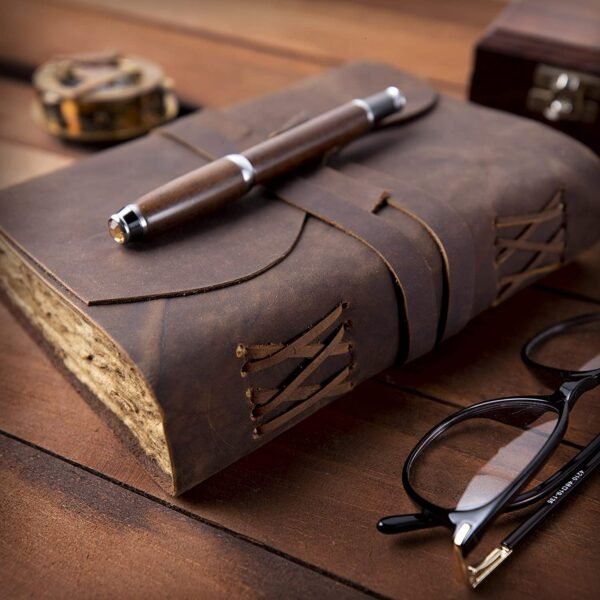 Witchcraft~Vintage Leather Journal lined pages - Leatherbound Journal - Handmade Antique Deckle Edge Paper - Leather Sketchbook - Book of Shadows Journal for men and women (7" x 5", Vintage Brown)