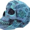 Dark Collection~Aqua Blue Traditional, Tribal Tattoo Fund Skull, Polyresin, One Size