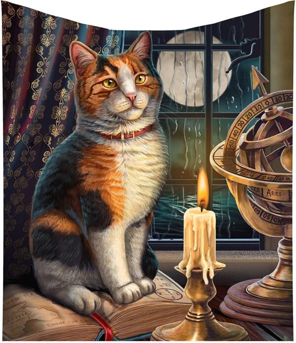 Artist Collections~ Lisa Parker Adventure Awaits Calico Cat Ship Throw Blanket, Mutli, 160cm