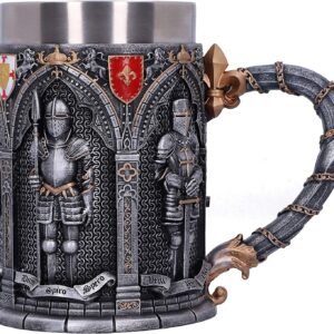 Mythology Collection~ B5167R0 Vow English Armoured Knight Latin Oath Tankard, Silver, 15.3cm