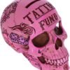 Magicun N.Giftware~Pink Traditional Tribal Tattoo Fund Skull Money Box, 15cm
