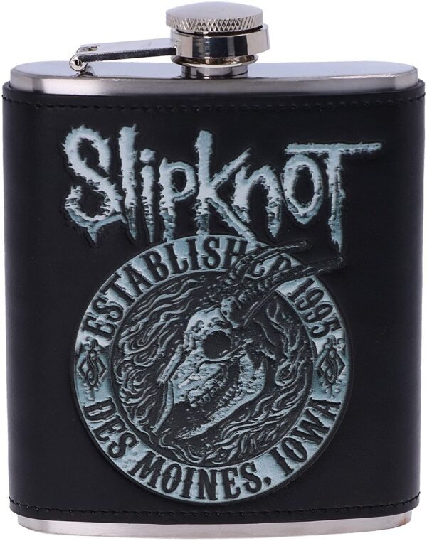 Band Merchandise~ B5218R0 Officially Licensed Slipknot Flaming Goat Logo Hip Flask, Stainless Steel