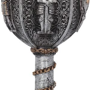 Magicun N.Giftware~Silver, Medieval Knight Goblet 17.5cm, Resin w/Stainless Steel Insert