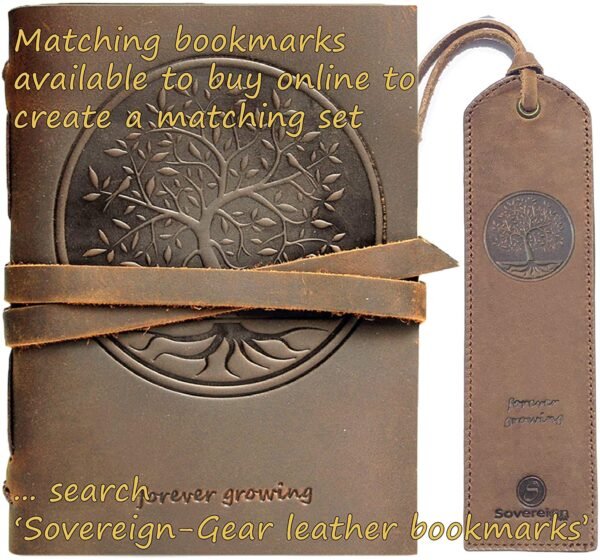 Witchcraft~Leather Journal Tree of Life Notebook Embossed Handmade Travel Diary, A5 Vintage Writing Bound for Men for Women Genuine Antique Rustic Leather 6"x8" Engraved Paper Perfect for Notes Sketchbook + Pen