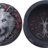 Magicun N.Giftware~White Lisa Parker Guardian of The Fall Autumn Wolf Trinket Box, 11cm