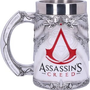 Gaming collectables~ B5296S0 Officially Licensed Assassins Creed White Game Tankard, Resin w. Stainless Steel
