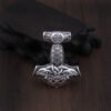 925 Sterling Silver Viking Goat Viking Thor Hammer Pendant Necklace With Real Leather And Keel Chain As Gift - Necklaces
