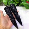 Natural Crystal Pendant Obsidian Carved Instrument Vajra Magic Pestle Necklace Men Women Lucky Amulet Free Beads Chain 1pcs