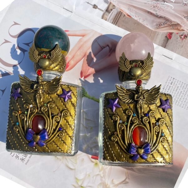 Natural Rose Quartz Crystal Sphere Lid Hot Selling Magic Glass Bottle Special Jewelry Gift For Decoration