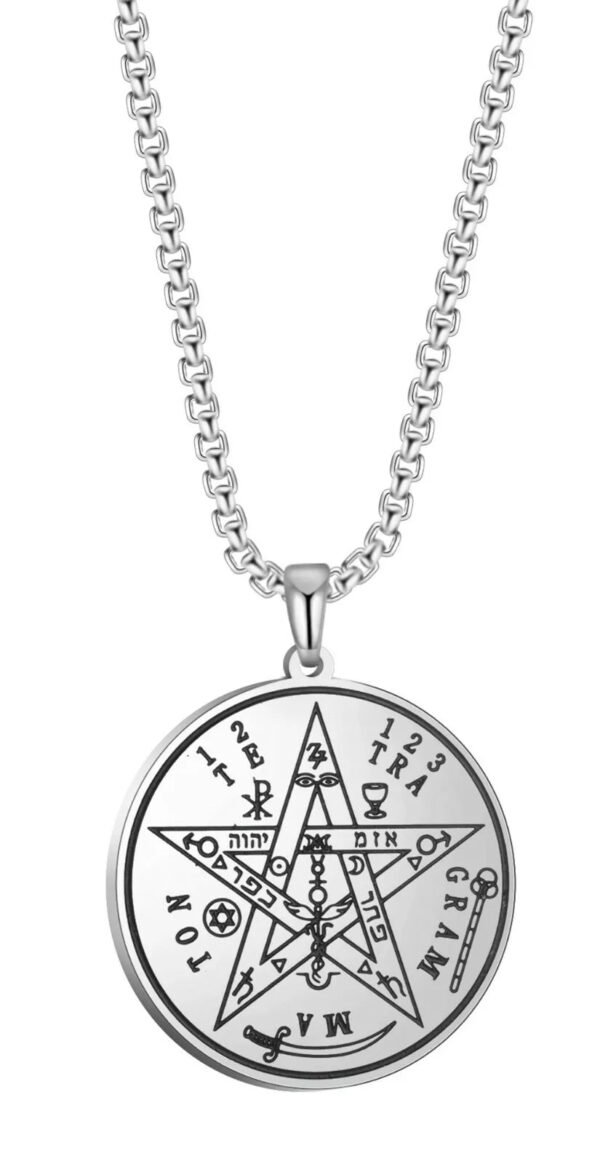 Vintage Talisman Tetragrammaton Pentagram of Solomon Pendant Wicca Necklace Gift