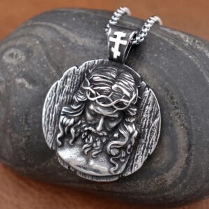 Stainless Steel Men's Shepherd Jesus Pendant Christian Jesus Necklace Amulets