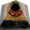 Crystal Orgone Pyramid – Orgonite Energy Generator with Copper-Wrapped Quartz and Shungite Crystals for Positive Energy